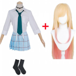 Anime Marin Kitagawa Minu riietuv nukuke Cosplay kost&uuml;&uuml;m JK koolivorm seelik R&otilde;ivad Halloween karnevali &uuml;likond S-(Suit+Wig)