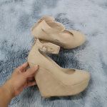 Uued elegantsed naiste platvormiga Peep Toe Velvet k&otilde;rge kontsaga kingad sandaalid 41 ihukarva