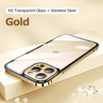 Luksuslik roostevaba raamiga telefoni&uuml;mbris iPhone 12 13 14 Pro Max &uuml;mbrisele P&otilde;rutuskindel metallist armor k&otilde;va arvuti l&auml;bipaistev kate iPhone 14 Plus &uuml;mbrisele For iPhone 12 kuld