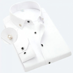 Meeste pikkade varrukatega s&auml;rgid &Auml;ris&auml;rk Liibuv mitte-rauatav kortsudevastane suures suuruses s&auml;rk M valge