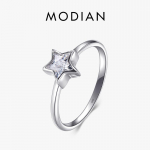 Modian Cubic Zirconia Ehted 925 Sterling Silver Star Ring Mood Lihtsad s&otilde;rmused naistele Elegantne kingitus 6 h&otilde;be