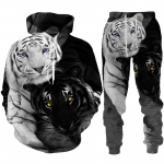 Isiksus Roaring Tiger 3D Prindiga meeste kapuuts/komplekt Lahedad dressipluusid + p&uuml;ksid, kost&uuml;&uuml;m, dressid, spordir&otilde;ivad, moer&otilde;ivad paarile 2XL