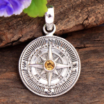 Tsitriin Peridoot Granaat Ioliit sinine Topaas Amet&uuml;st Karneool Kalliskivi Kompassi ripats 925 Sterling H&otilde;be peened ehted kollane