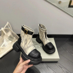 Fujin 6cm uued ehtsast nahast teksap&uuml;ksid pahkluu keskosa saapad platvormi plokk papud S&uuml;gis kevad naiste mootorratta paksud kontsad kingad 35 beež