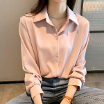 Naiste pikkade varrukatega kevadine s&uuml;gise &scaron;ifoons&auml;rk Korea Slim Fit roosa valge pluus Professionaalsed s&auml;rgid Naiste t&ouml;&ouml;riided L roosa