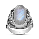 Naturaalne vikerkaarekuukivi leher&otilde;ngas 925 sterlingh&otilde;bedast Statement-r&otilde;ngas Vintage ehted naistele ja t&uuml;drukutele 11