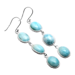 Larimar Gemstone K&otilde;rvar&otilde;ngad Tugev 925 Sterling H&otilde;be K&auml;sitsi Valmistatud K&otilde;rvar&otilde;ngad Ehted Kingitus Naistele Ja T&uuml;drukutele E-3012 sinine
