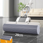 Sponge Mop System koos kokkupandava mopiga Home plaatp&otilde;rand Vannitoa puhastuskaabitsa ja pikendatava teleskoopse pika k&auml;epidemega 28cm 2 head valge