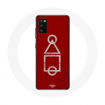 Samsung Galaxy A41 &uuml;mbris Squid Game logo s&uuml;mbolid ring ruut kolmnurk Punane taust