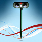 Solar Power Cat Dog Ultraheli v&auml;lklamp Loomade peletaja aed v&auml;ljas