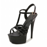 Modell Catwalk K&otilde;rged kontsad Stiletto Seksikad platvormsandaalid Naistele Suvised punased kristallist kingad Naiste sandaalid 34 must