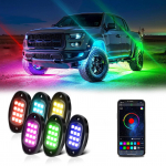 LED-kivivalgustid 8 tk mitmev&auml;rvilised LED-valgustid, heleduse reguleerimine, veekindel koos rakendusega APP BT Sync koos 4pcs must