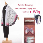 Anime Demon Slayer Kimetsu No Yaiba Kochou Shinobu Cosplay Kost&uuml;&uuml;m Naiste Kimono Uniform Halloweeni J&otilde;ulupeo Kost&uuml;&uuml;m Parukas L-(Full set+wig)