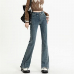 Vintage Micro Spicy Lah Jeans Naiste kevad- ja s&uuml;gisp&uuml;ksid suures suuruses p&uuml;ksid, mis &uuml;hendavad t&ouml;&ouml;tlemata servaga k&otilde;rge v&ouml;&ouml;kohaga laienevad p&uuml;ksid S sinine