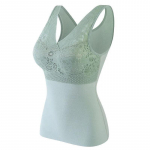 Crop Top naiste pitsiline talvekorsett sisseehitatud rinnahoidjaga, polsterdatud Crop Top aluss&auml;rk Bralette samet soe must seksikas kamisole M roheline