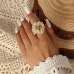 Uued Korea valgete lilledega s&otilde;rmused naistele, t&uuml;drukutele Kullatud reguleeritavad s&otilde;rmused Anillos kihlas&otilde;rmus s&otilde;brap&auml;evaks 1