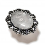 Natural Black Rutile Gemstone Handmade 925 Sterling Silver Ring Size 9.5 v9a25