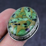 Ruby in Zoisite Gemstone Handmade 925 Steling Silver Jewelry Ring Size 8 d0m40