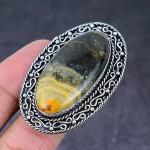 Natural Bumblebee Jasper Gemstone Handmade 925 Sterling Silver Ring Size 8 t3e28