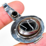 Natural Mud Crack Fossil, Spinel Gemstone 925 Sterling Silver Pendant 2.05 m9u51