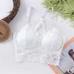 Naiste k&auml;rbitud topid pitsprinteriga Camisole Sexy Hollow Beauty seljarinnahoidja Eemaldatav rinnahoidja Bralette tanktop M valge