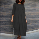 GMXIA Naiste mood suvine kevadine &uuml;hev&auml;rviline prinditud 3/4 varrukatega O-kaelusega vabaajakleidid S must