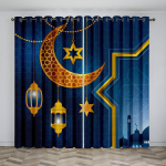 Eid Mubarak lslami moslemite ramadaanifestivali Varjuriided Aknakardin elutoa magamistoa sisekujunduseks 2 t&uuml;kki Tasuta kohaletoimetamine W50H130(CM)x2&Hook