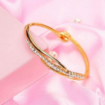 Glamuurne Estele mansett-k&auml;ev&otilde;ru kullast ja roodiumist Austria kristallidega naistele