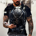 Summer Vintage Horror 3D Skull Print Meeste T-s&auml;rk Klassikaline vabaaja kaelus l&uuml;hikeste varrukatega mood lahtised &uuml;lisuured topid Meeste T-s&auml;rk S