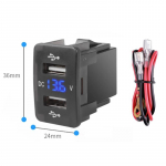 12-24V 4,2A kahe USB QC auto pistikupesaga laadija kiirlaadimine mobiiltelefonidele Kiirlaadimine LED-voltmeetriga Autotarvikud Toyota toiteadapter 36*23*40mm