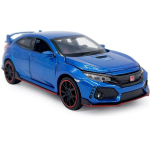 1/32 Scale Honda 2017 Civic Type R mudelauto luukp&auml;ra sportlik survevalatud m&auml;nguasi, metallist tagasit&otilde;mmatav, laste survevalatud s&otilde;idukid, uksed avatud valgusheli, lapsed 1/32-Size:15.1*6.5*5.1cm sinine