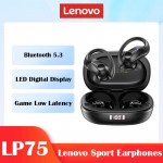 Lenovo LP75 TWS spordik&otilde;rvaklapid Bluetooth 5.3 juhtmevabad k&otilde;rvaklapid Veekindlad HiFi stereom&uuml;ra v&auml;hendamise k&otilde;rvaklapid mikrofoniga must