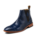Luksuslikud Meeste Saapad &Auml;ri Ankel Saapad Kontori Formaalne Kleit Kingad Mees Vintage Krokodill Chelsea Mood Kingad Meeste Slip-On Kingad 41 sinine