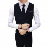 Meeste pidulik vest V-kaelusega varrukateta slim pidulik &uuml;likond v&auml;rviline vest &uuml;hev&auml;rviline istuv peigmehe vest t&ouml;&ouml;riietus XL must