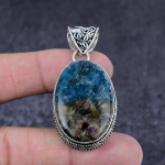 Watermelon Tourmaline Gemstone Handmade 925 Sterling Silver Pendant 2.09 e4g07