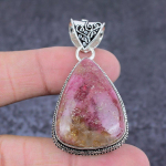 Rhodonite Gemstone Handmade 925 Sterling Silver Gift Jewelry Pendant 2.05 v0t34