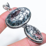 Natural Black Rutile Gemstone Handmade 925 Sterling Silver Pendant 3.15 y5b62