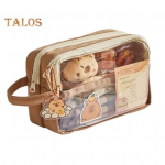 1 komplektne pliiatsitase komplekt koos lisanukukleebistega Veekindel avar mitmetasandiline pliiatsitase Capybara nuku pliiatsikott kohv