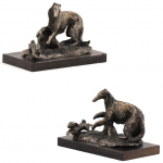 Boxer, German Boxer III - dog figurine, figure on a white base, trophy for Art-Dog dog show exhibition
