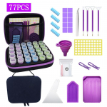 1 komplekt Teemantmaalimise tarvikud T&ouml;&ouml;riistad Hoiukonteinerid Kott Teemantmaalit&ouml;&ouml;riist Pliiatsi kandekott Mosaiik Hoiukast 77PCS(30 Bottles） lilla