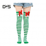 1 paar j&otilde;ulusukki Colorblock Triibuline Retro erksav&auml;rviline vibu Dekoratsioon Libisemisvastane k&otilde;hn Esinemised Cosplay Minikleit Seelik Paaritud Pikad Sokid punane