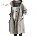 Naiste tuulejope kapuutsiga n&ouml;&ouml;pidega lahtine puhas v&auml;rviline mantel, pikkade varrukatega p&otilde;lvepikkus taskutega Tihe v&ouml;&ouml;koht, tuulekindel naiste jakk S helehall v&auml;rv