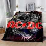 Rockb&auml;nd AC/DC retrotr&uuml;kiga flanellist soe pleed piknikutekk voodikate viskepleed voodipesu S&uuml;nnip&auml;evakink 30x40in