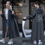 Naiste vihmamantel Veekindel n&ouml;&ouml;p Stiilne pikk jakk vihmamantel 2XL vihmamantel naistele kapuutsiga pluss vihmariietega L