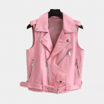 Lamenahk Roosa Barbie Talvine Naiste Stiilne Vest Nahast Elegantne Vest Mantel XS