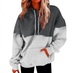Women's fashion loose casual daily long sleeve gradient splicing top XXXXL sinine