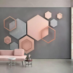 3D Stereo Abstraktne Geomeetriline Seinamaaling Kaasaegne Lihtne Loominguline Kunst Seinamaaling Elutuba TV Taust Seina Dekoratsioon 200 cm(W) x 140 cm(H)
