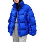 Talvine naiste puuvillane jope aluskrae kaela kaitse liialdatud stiiliga keskmise pikkusega t&otilde;mblukk, polsterdatud mantel &uuml;hev&auml;rviline tuulekindel v&auml;lir&otilde;ivas parka L sinine