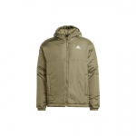Adidas Essentials Soojustatud Kapuutsiga Jakk Logo Prindiga T&otilde;mblukuga Jakk Meeste Jakk Oliiviroheline HZ5725 XS