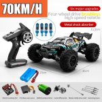 Uus Rc Car Off Road 4x4 suure kiirusega 75 km/h kaugjuhtimispuldiga auto LED-esituledega Harjadeta 4WD 1/16 Monster Truck m&auml;nguasjad poistele kingitus 1  battery roheline